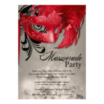 5x7 Red Masquerade Sweet 16 Birthday Invitation