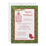 5x7 Red Robin Holly Christmas Party Invitation