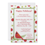 5x7 Red Robin Holly Christmas Party Invitation