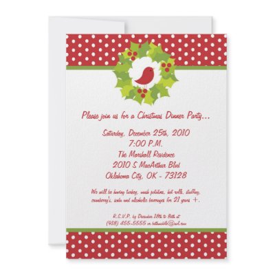 5x7 Red Robin Mistletoe Christmas Party Invitation by thepapergenius