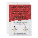5x7 Red Snowman Snow Christmas Party Invitation