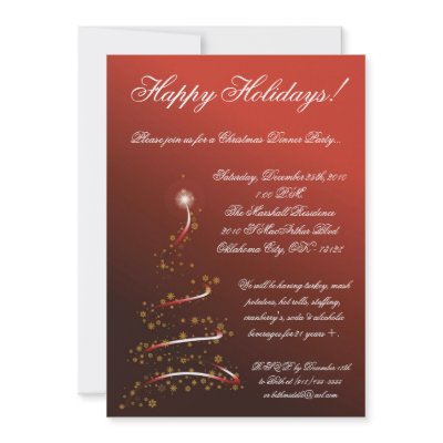 5x7 Red XMAS Tree Christmas Party Invitation by thepapergenius