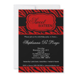 5x7 Red Zebra Print Birthday Party Invitation