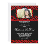 5x7 Red Zebra Print Quinceanera Invitation