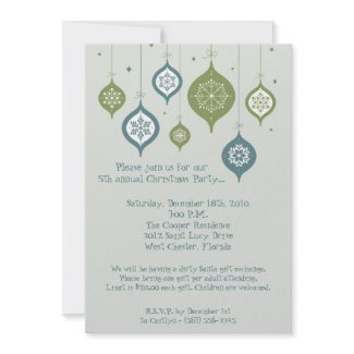 5x7 Retro XMAS Christmas Ornaments Invitation invitation