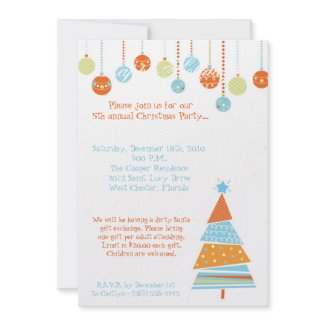 5x7 Retro XMAS Tree Christmas Party Invitation invitation