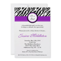 5x7 Roya Purple Zebra Print Baby Shower Invitation