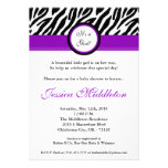 5x7 Roya Purple Zebra Print Baby Shower Invitation