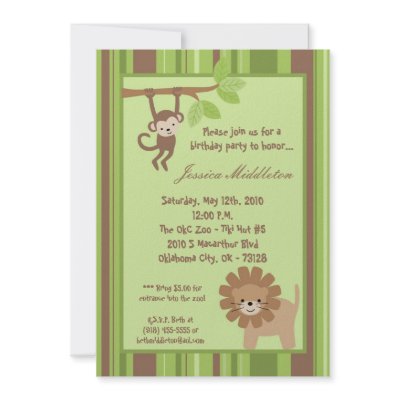 5x7 Safari Jungle Animal Birthday Party Invitation by thepapergenius