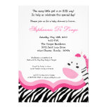 5x7 Sassy Pink Jungle Zebra Baby Shower Invitation