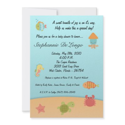 5x7 Sea Life Ocean Fish Baby Shower Invitation by AnnLeeDesigns