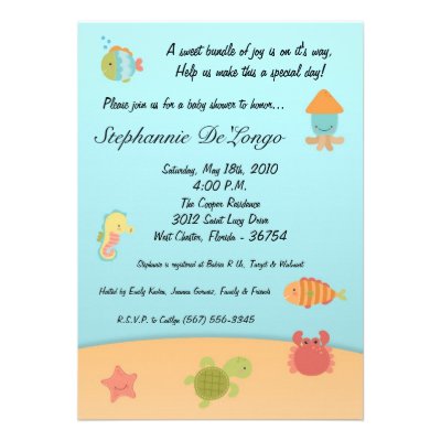 5x7 Sea Life Ocean Fish Baby Shower Invitation