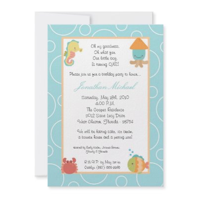 5x7 Sea Life Ocean Fish Birthday Party Invitation by AnnLeeDesigns