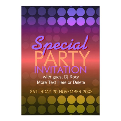 5x7 Shiny Disco Dots Special Party Invitation