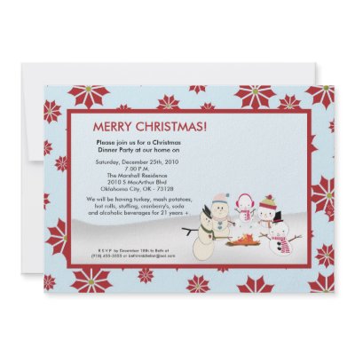 5x7 Snowman Family Snow Christmas Party Invitation by thepapergenius