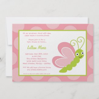 5x7 Spring Bugs Insects Birthday Party Invitation