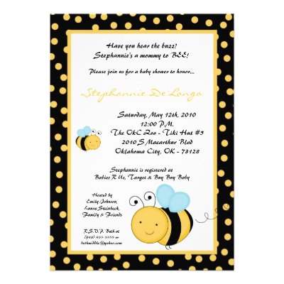 5x7 Spring Honey Bumble Bee Baby Shower Invitation