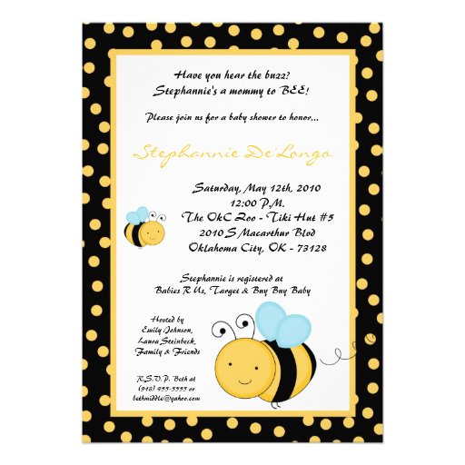5x7 Spring Honey Bumble Bee Baby Shower Invitation (front side)