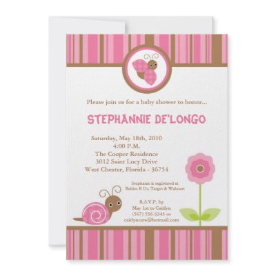5x7 Spring Lady Bug Snail Baby Shower Invitation by AnnLeeDesigns