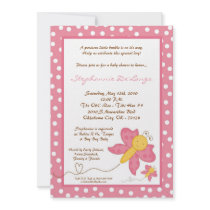 5x7 Spring Pink Butterfly Baby Shower Invitation