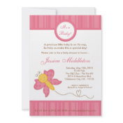 5x7 Spring Pink Butterfly Baby Shower Invitation