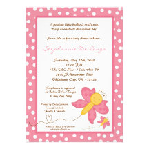 5x7 Spring Pink Butterfly Baby Shower Invitation