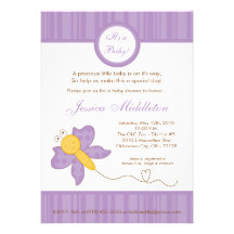 5x7 Spring Purple Butterfly Baby Shower Invitation