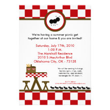 5x7 Summer Time Picnic Barbecue Invitation