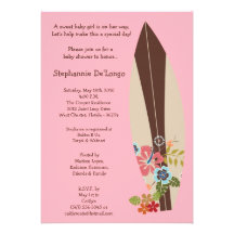 5x7 Surfer Baby Surf Boards Baby Shower Invitation