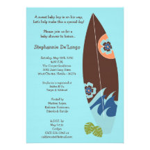 5x7 Surfer Baby Surf Boards Baby Shower Invitation
