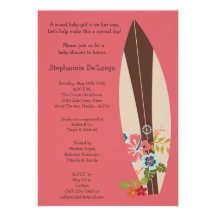 5x7 Surfer Baby Surf Boards Baby Shower Invitation
