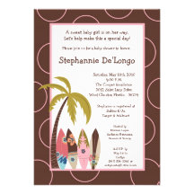 5x7 Surfer Baby Surf Boards Baby Shower Invitation