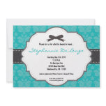 5x7 Teal Damask Cheetah Bridal Shower Invitation