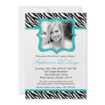 5x7 Teal Zebra PHOTO Sweet 16 Birthday Invitation
