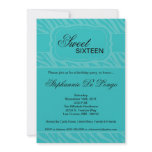 5x7 Teal Zebra Print Birthday Party Invitation