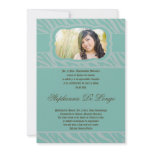 5x7 Tiffany Blu Zebra Print Quinceanera Invitation