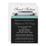 5x7 Tiffany Blue Limo Sweet 16 Birthday Invitation
