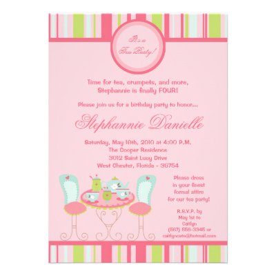5x7 Trendy Chic Tea Party Birthday Part Invitation