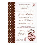 5x7 TRIPLET Lady Bug Polka Baby Shower Invitation
