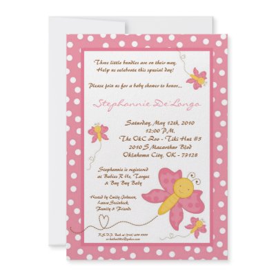 5x7 TRIPLET Pink Butterfly Baby Shower Invitation by thepapergenius