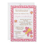 5x7 TRIPLET Pink Butterfly Baby Shower Invitation