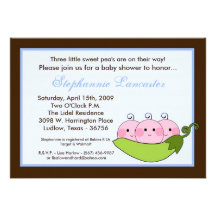 5x7 TRIPLET SweetPea in Pod Baby Shower Invitation