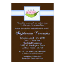 5x7 TRIPLET SweetPea in Pod Baby Shower Invitation