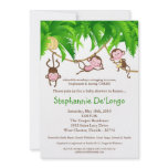 5x7 TRIPLETS Monkey Jungle Baby Shower Invitation
