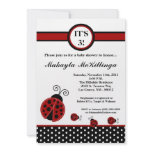 5x7 TRIPLETS Red Lady Bug Baby Shower Invitation