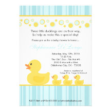 5x7 TRIPLETS Rubber Duck Baby Shower Invitation