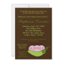 5x7 TRIPLETS Sweet Pea Pod Baby Shower Invitation invitation