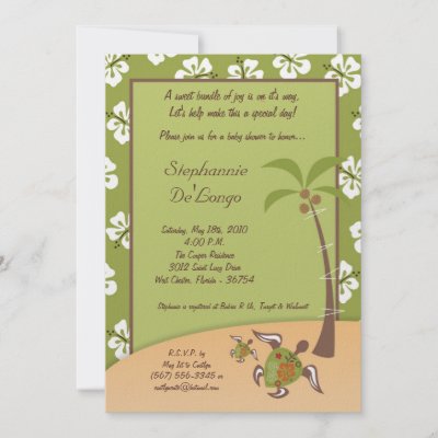 Baby Turtle Decorations on 5x7 Tropical Turtle Mama Baby Shower Invitation By Annleedesigns