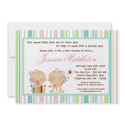 5x7 TWIN Girl Girls Girly Baby Shower Invitation by thepapergenius