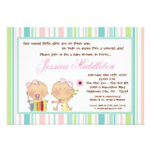 5x7 TWIN Girl Girls Girly Baby Shower Invitation